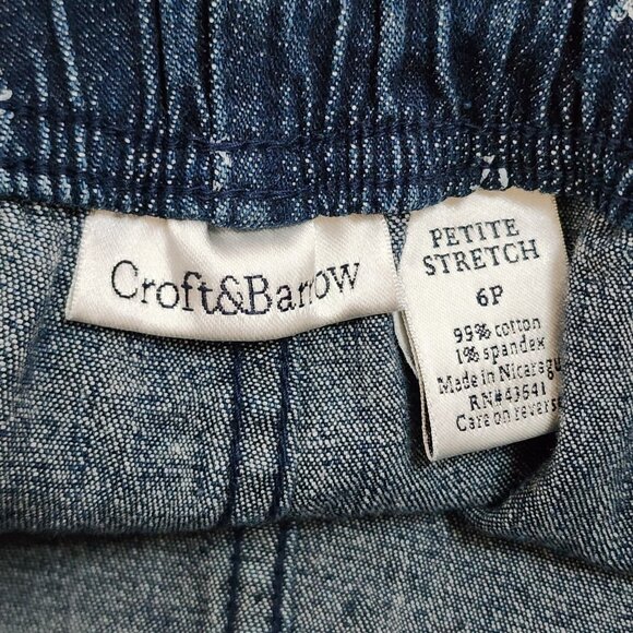 Croft & Barrow Crop Pants Jeans Womens Size 6P 6 Petite Blue Anchor Pull On - Picture 3 of 5